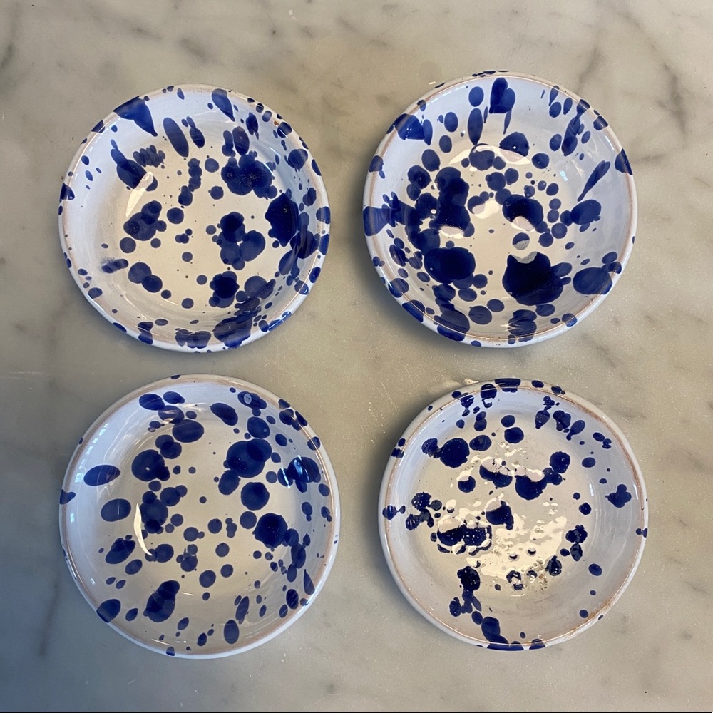 Catch-All Dishes. Blue and White Splatterware. Made in Puglia, Italy.